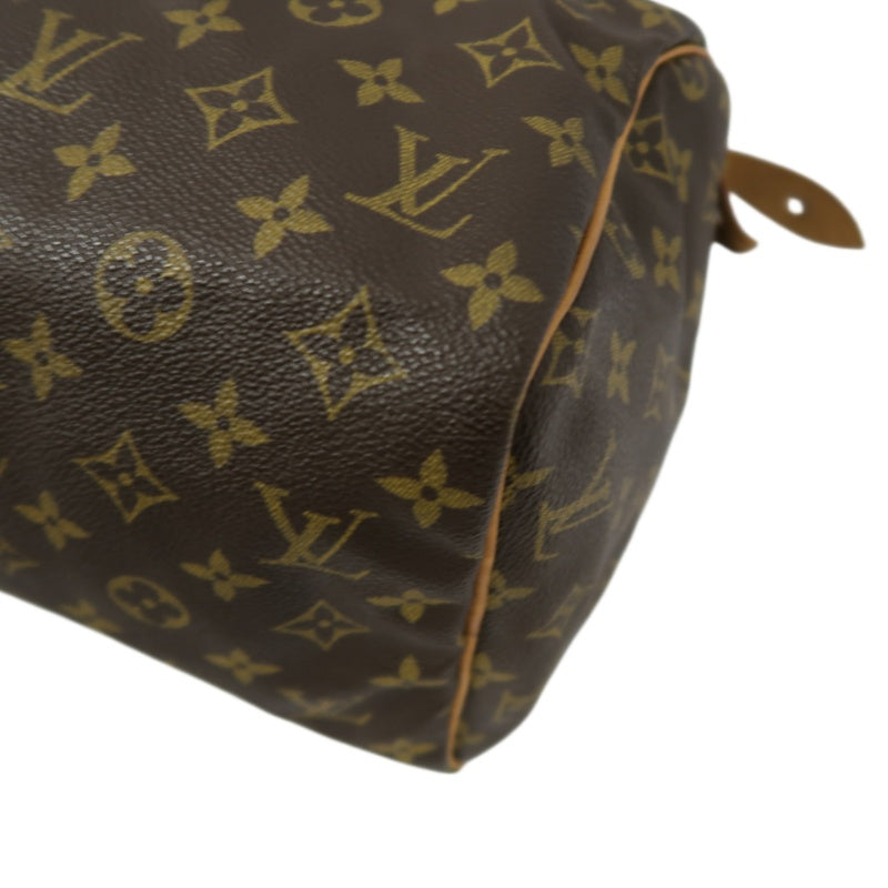 LOUIS VUITTON Speedy 30 Monogram Handbag, Brown, with Padlock & 2 Keys