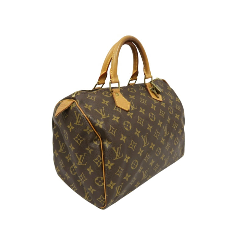 LOUIS VUITTON Speedy 30 Monogram Handbag, Brown, with Padlock & 2 Keys