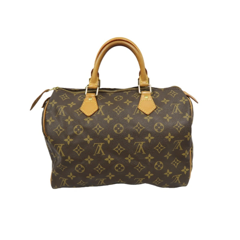 LOUIS VUITTON Speedy 30 Monogram Handbag, Brown, with Padlock & 2 Keys