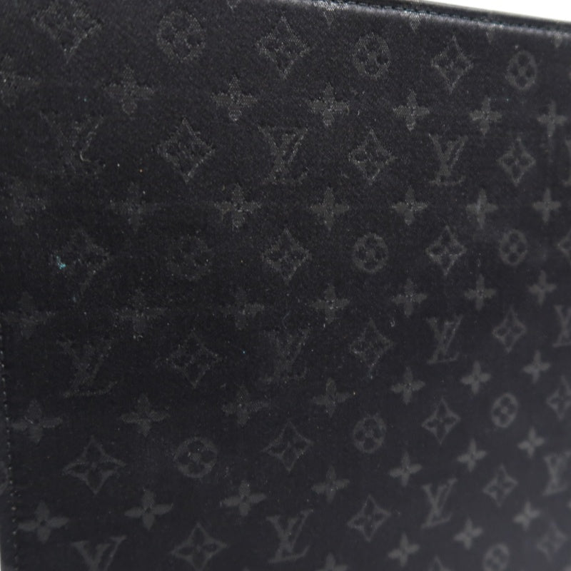 LOUIS VUITTON Ange GM Monogram Satin Handbag, Black, Silver Hardware