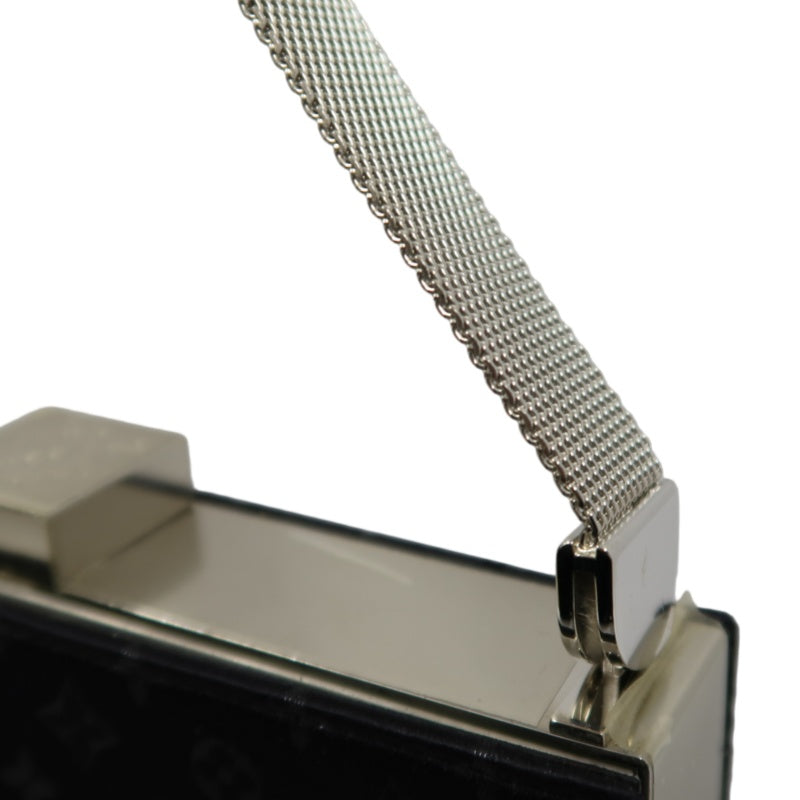 LOUIS VUITTON Ange GM Monogram Satin Handbag, Black, Silver Hardware