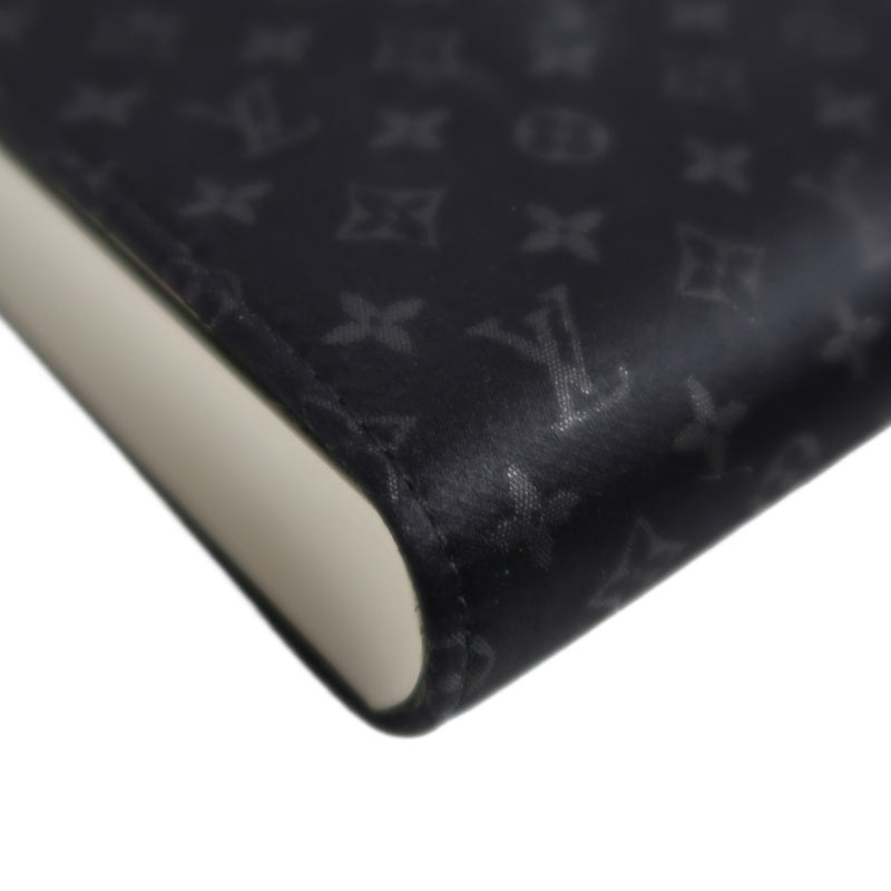 LOUIS VUITTON Ange GM Monogram Satin Handbag, Black, Silver Hardware