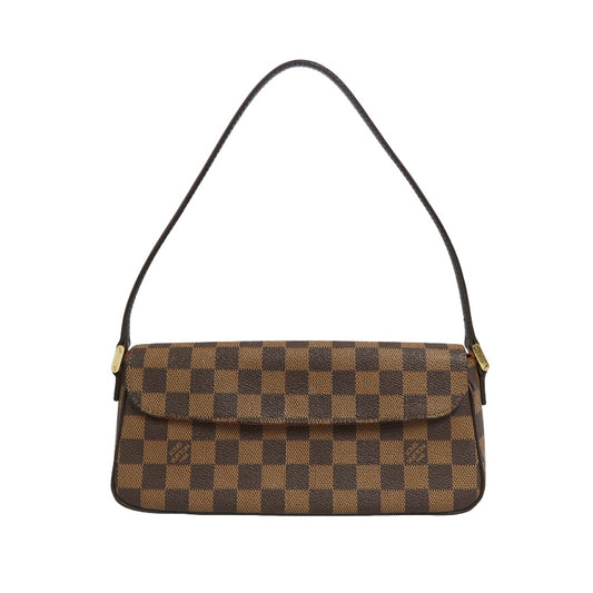 LOUIS VUITTON Recoleta Damier Ebene Handbag, Brown, LV Monogram PVC, Damier Ebene Check Box Shoulder Bag