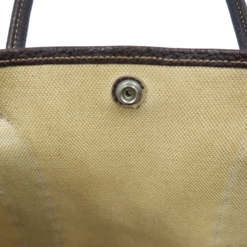 HERMES Garden Party PM Tote Bag, Beige, Canvas