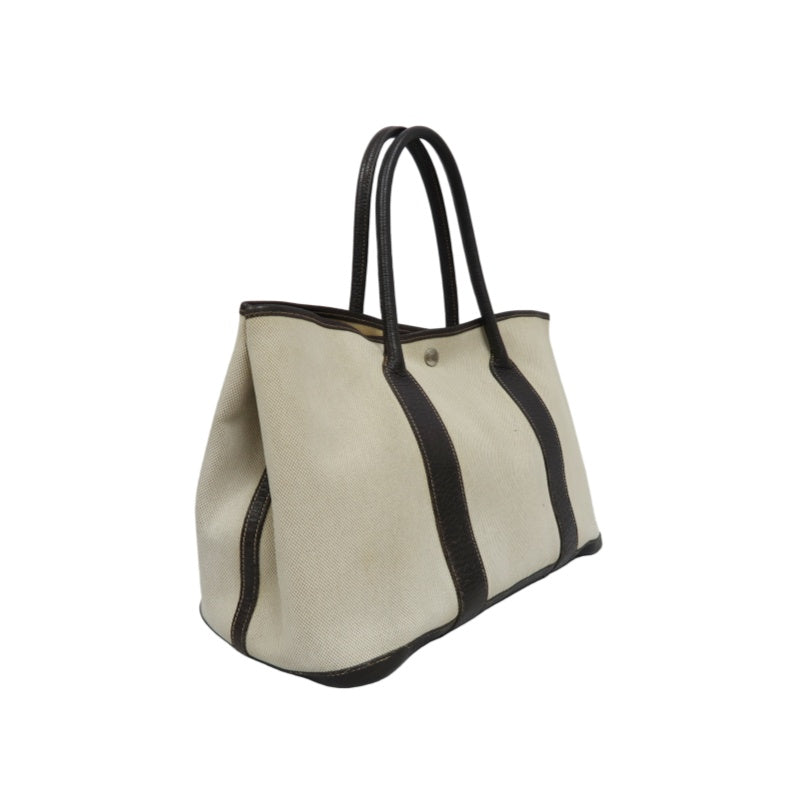 HERMES Garden Party PM Tote Bag, Beige, Canvas