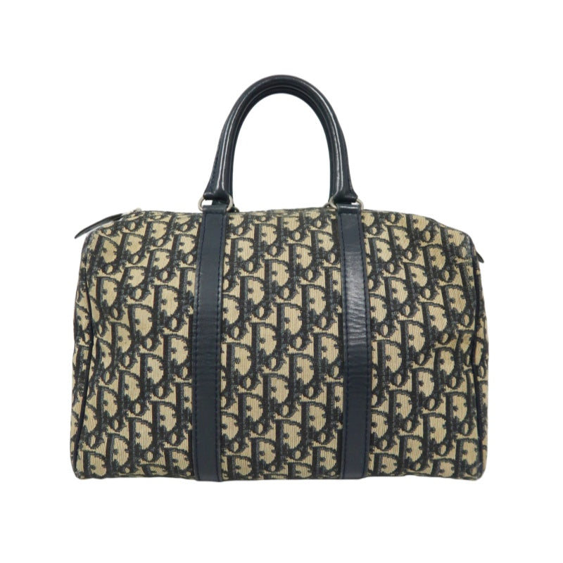 DIOR Trotter Handbag, Jacquard Fabric, Black, Silver Hardware, Dior Oblique Canvas Handbag