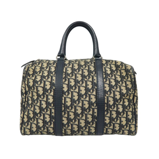 DIOR Trotter Handbag, Jacquard Fabric, Black, Silver Hardware, Dior Oblique Canvas Handbag