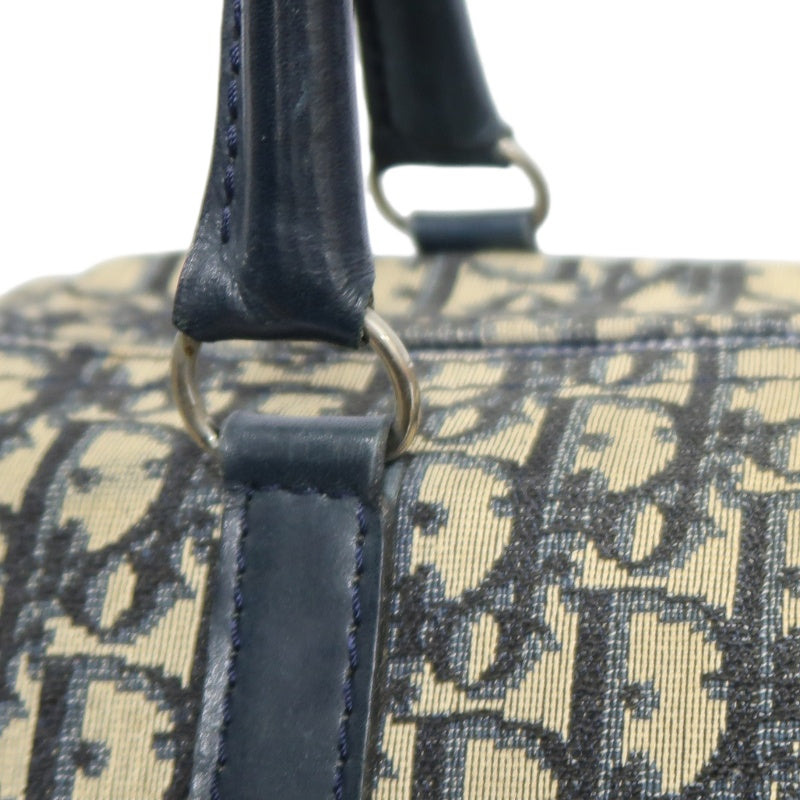 DIOR Trotter Handbag, Jacquard Fabric, Black, Silver Hardware, Dior Oblique Canvas Handbag