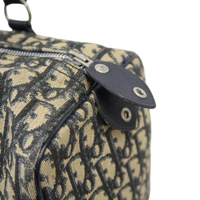 DIOR Trotter Handbag, Jacquard Fabric, Black, Silver Hardware, Dior Oblique Canvas Handbag