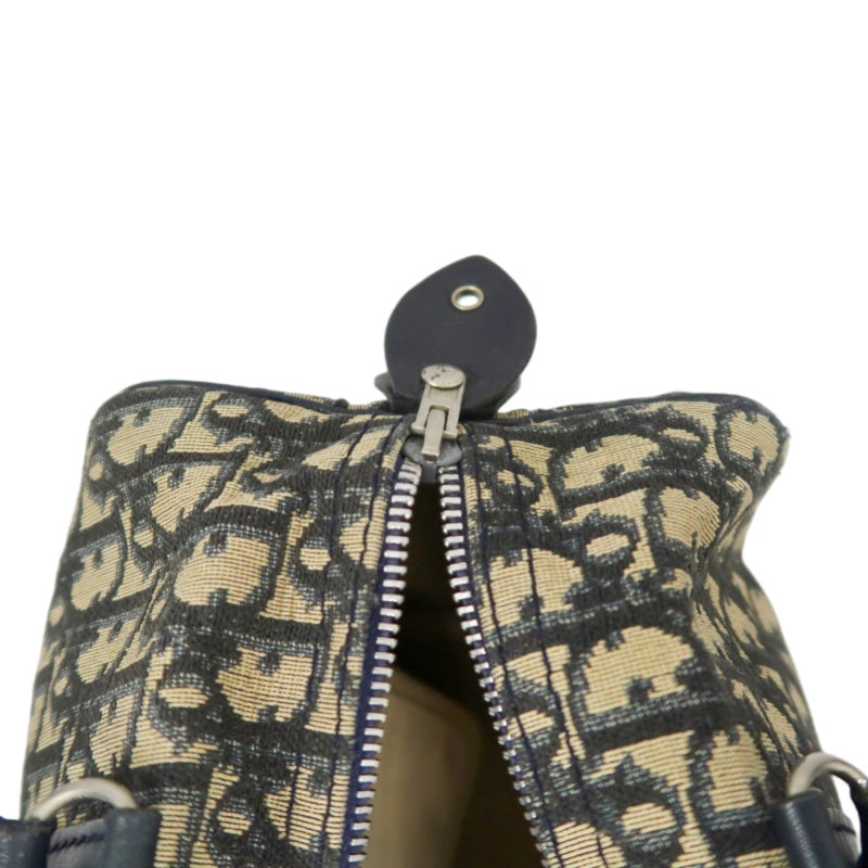 DIOR Trotter Handbag, Jacquard Fabric, Black, Silver Hardware, Dior Oblique Canvas Handbag