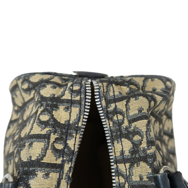 DIOR Trotter Handbag, Jacquard Fabric, Black, Silver Hardware, Dior Oblique Canvas Handbag