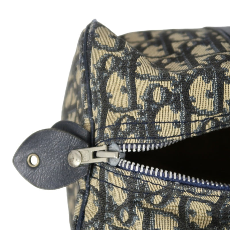 DIOR Trotter Handbag, Jacquard Fabric, Black, Silver Hardware, Dior Oblique Canvas Handbag