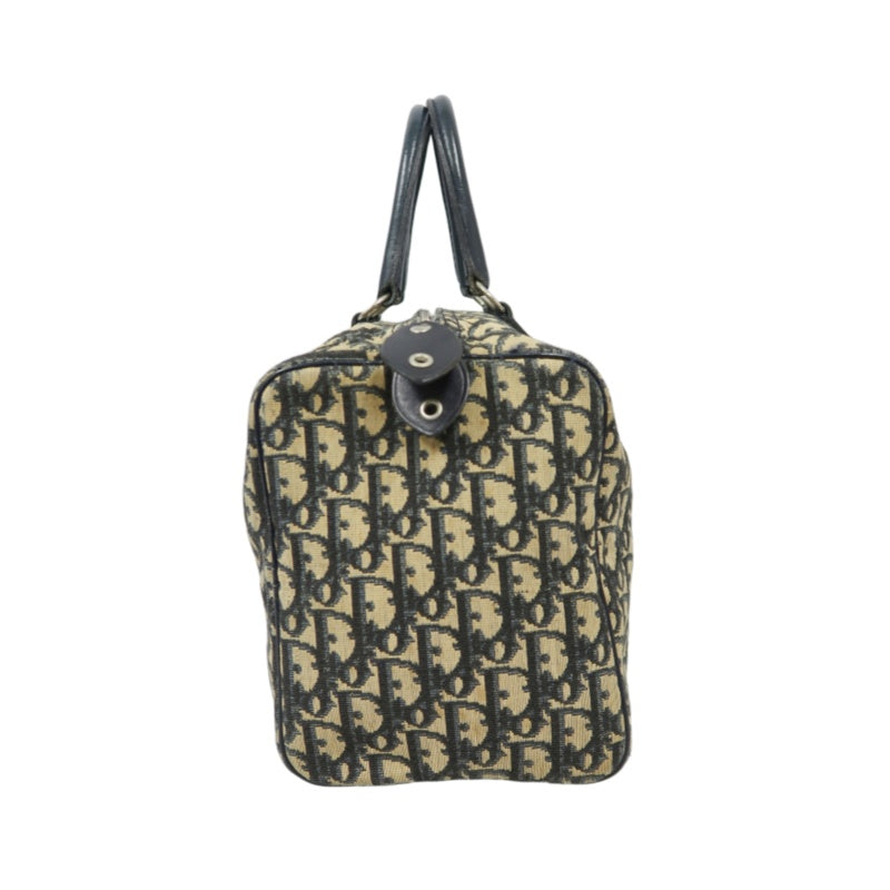 DIOR Trotter Handbag, Jacquard Fabric, Black, Silver Hardware, Dior Oblique Canvas Handbag