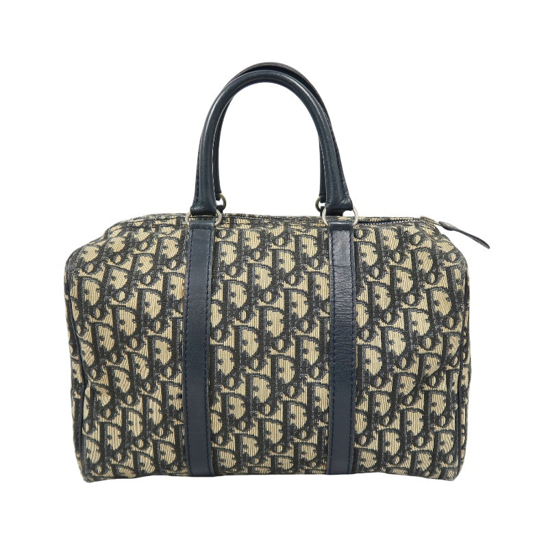 DIOR Trotter Handbag, Jacquard Fabric, Black, Silver Hardware, Dior Oblique Canvas Handbag