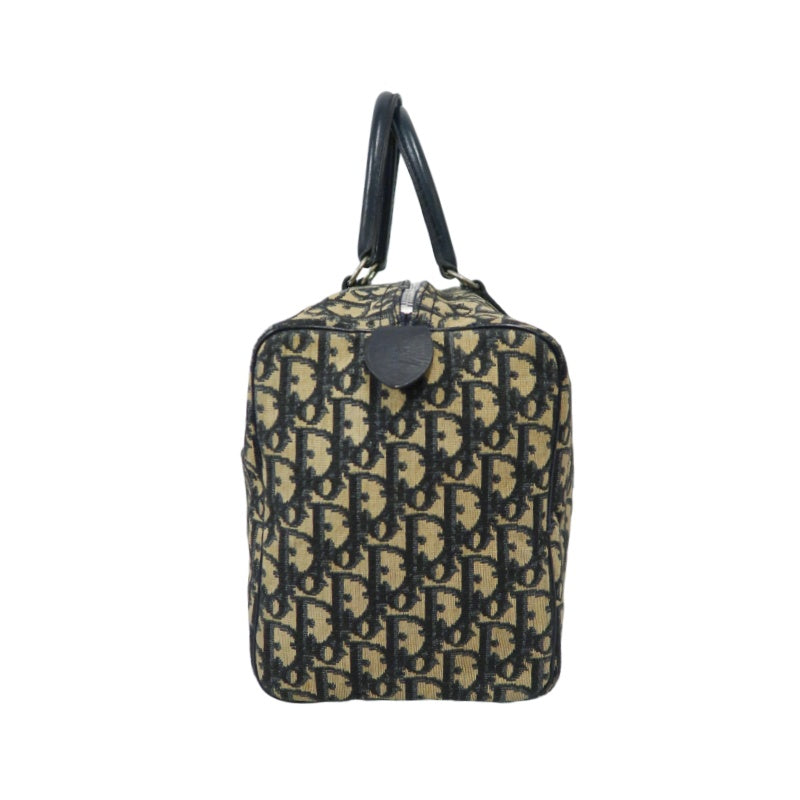 DIOR Trotter Handbag, Jacquard Fabric, Black, Silver Hardware, Dior Oblique Canvas Handbag