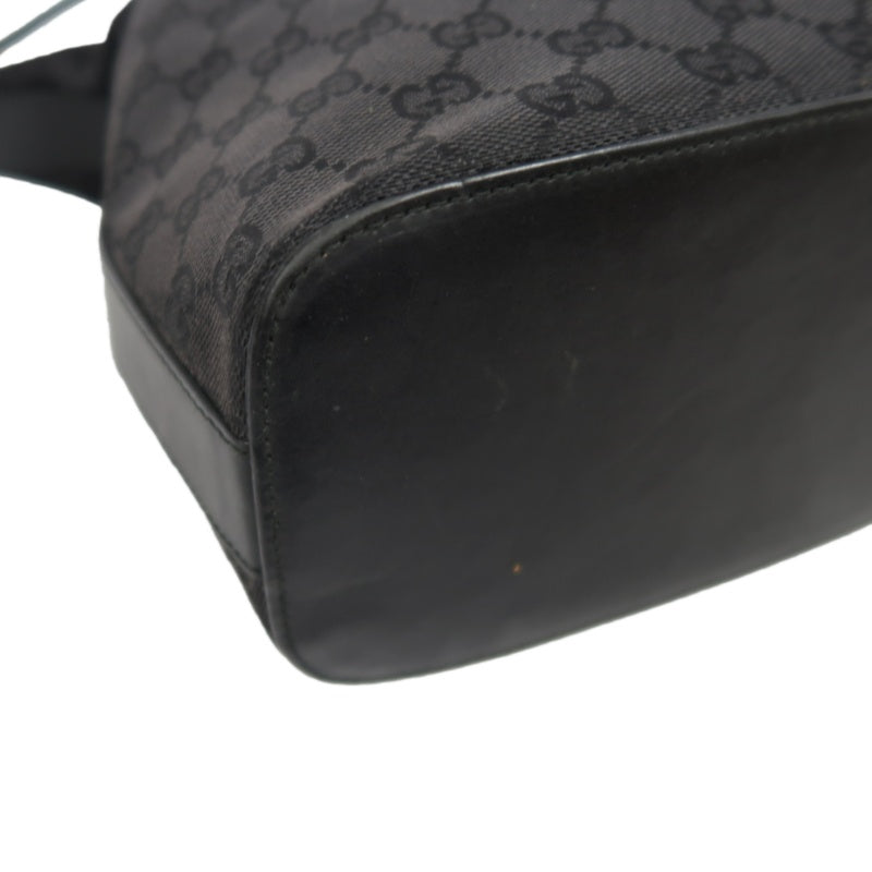 GUCCI GG Canvas Shoulder Bag, Black with Silver Hardware