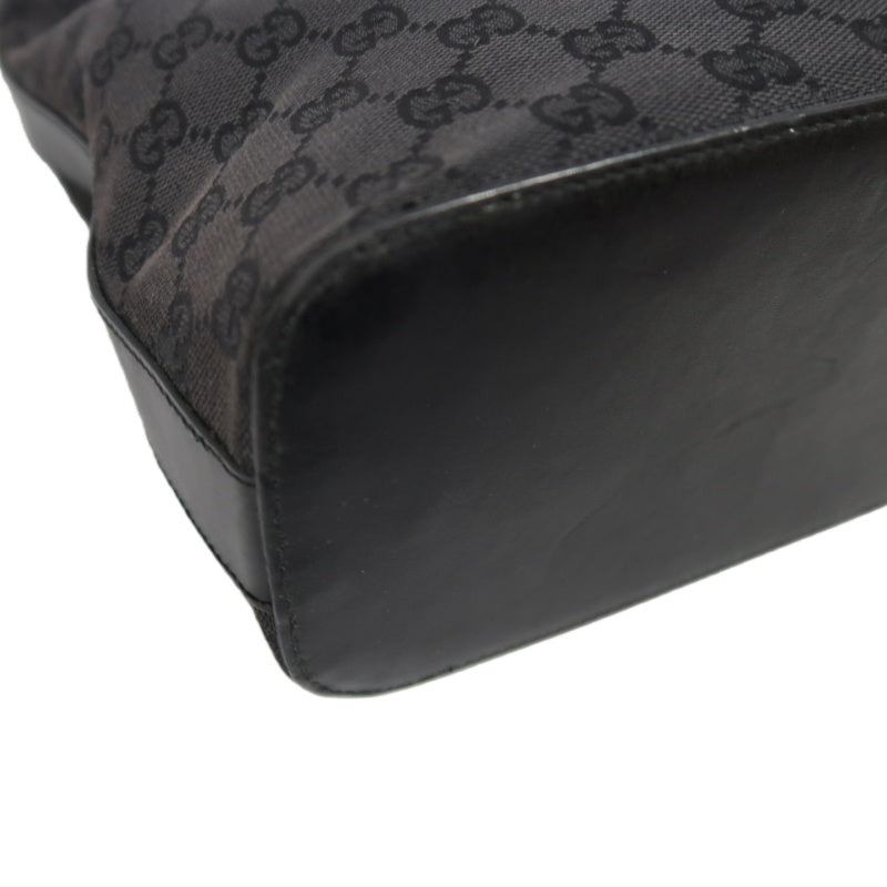 GUCCI GG Canvas Shoulder Bag, Black with Silver Hardware