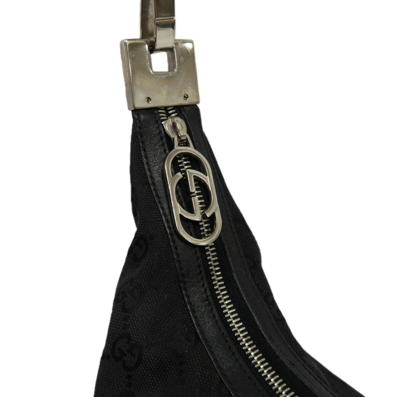 GUCCI GG Canvas Shoulder Bag, Black with Silver Hardware