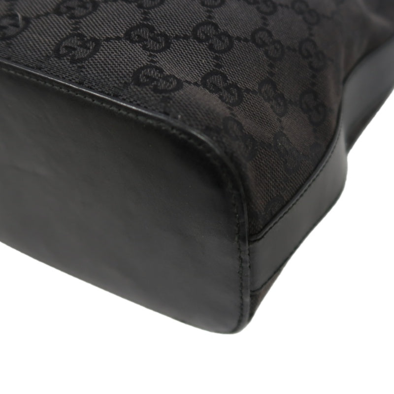 GUCCI GG Canvas Shoulder Bag, Black with Silver Hardware