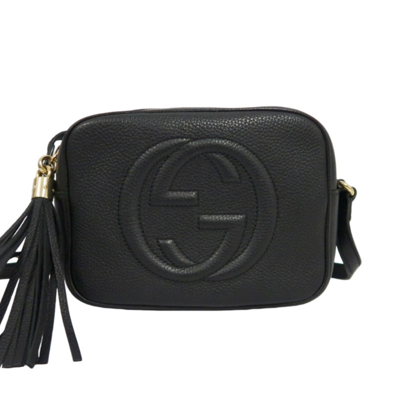 GUCCI Soho Shoulder Bag, Leather, Black