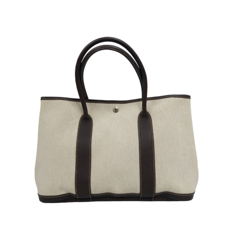 HERMES Garden Party PM Tote Bag, Beige, Canvas