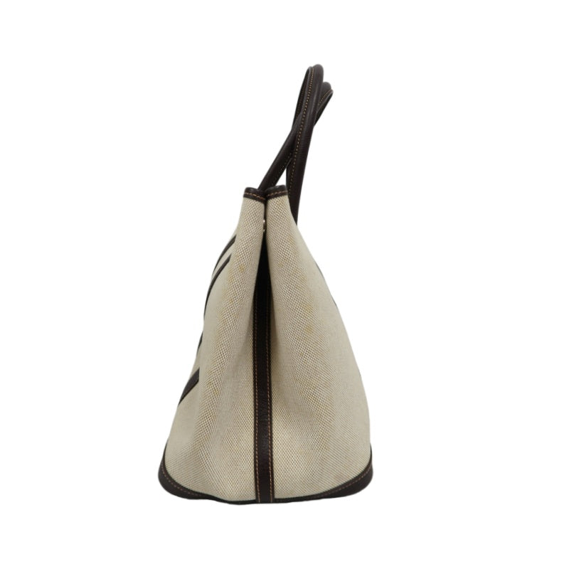 HERMES Garden Party PM Tote Bag, Beige, Canvas