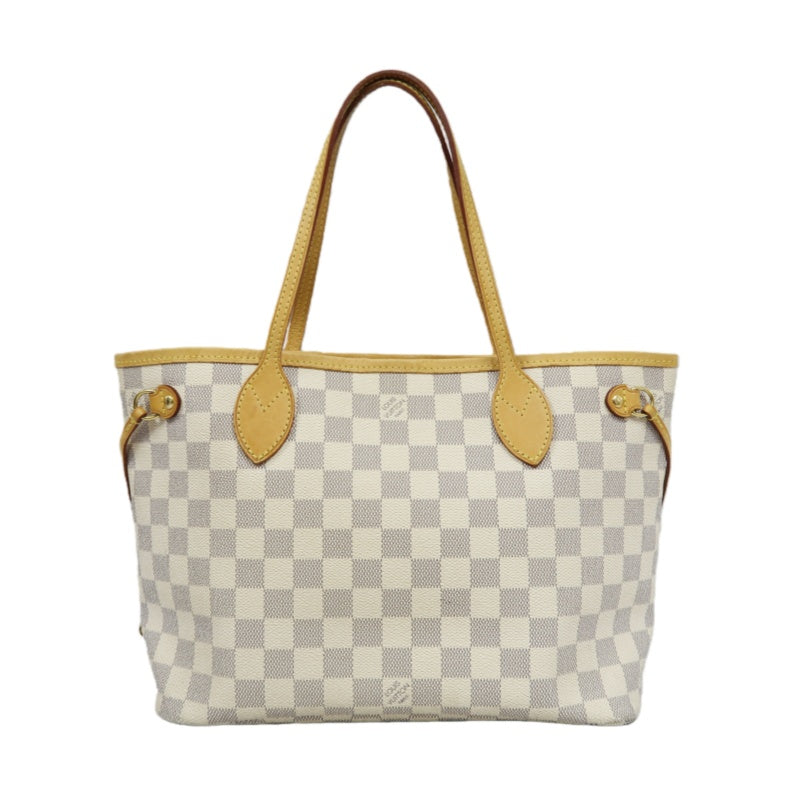 LOUIS VUITTON Damier Azur White Neverfull PM Tote Shoulder Bag