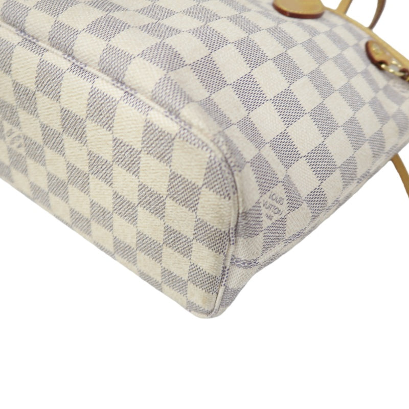 LOUIS VUITTON Damier Azur White Neverfull PM Tote Shoulder Bag