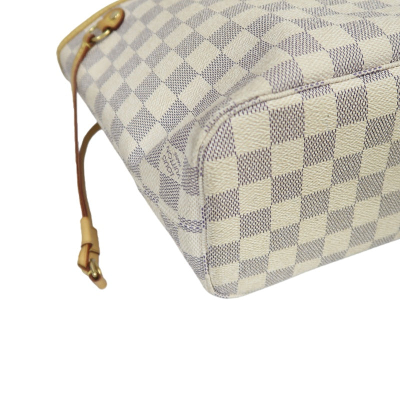 LOUIS VUITTON Damier Azur White Neverfull PM Tote Shoulder Bag