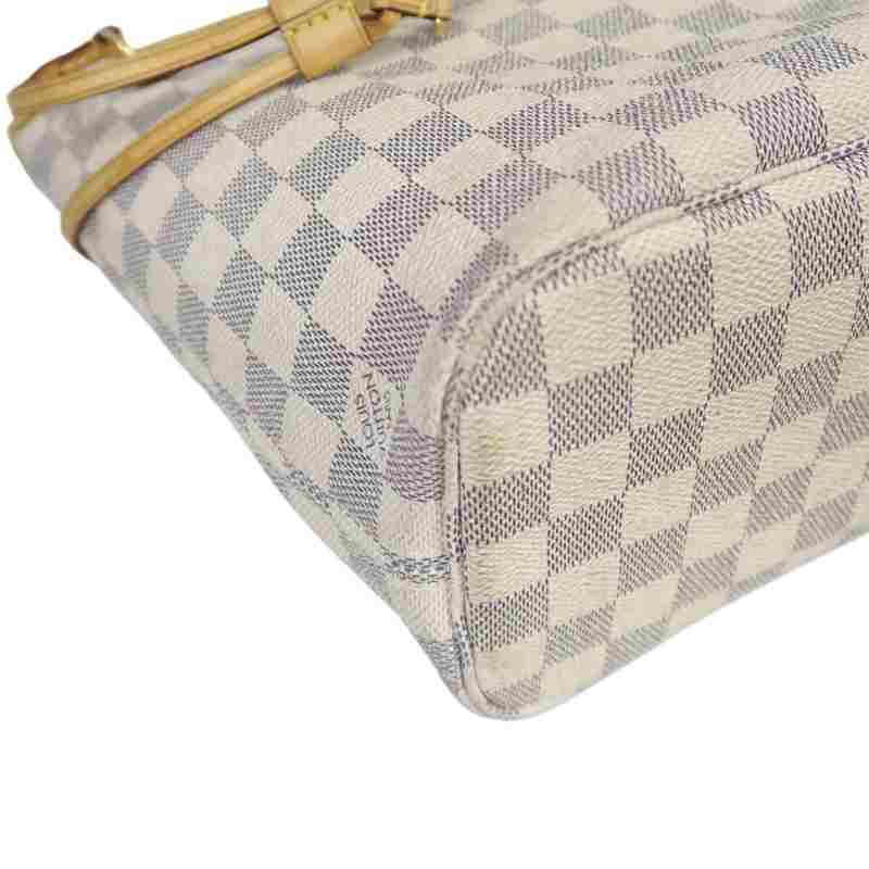 LOUIS VUITTON Damier Azur White Neverfull PM Tote Shoulder Bag