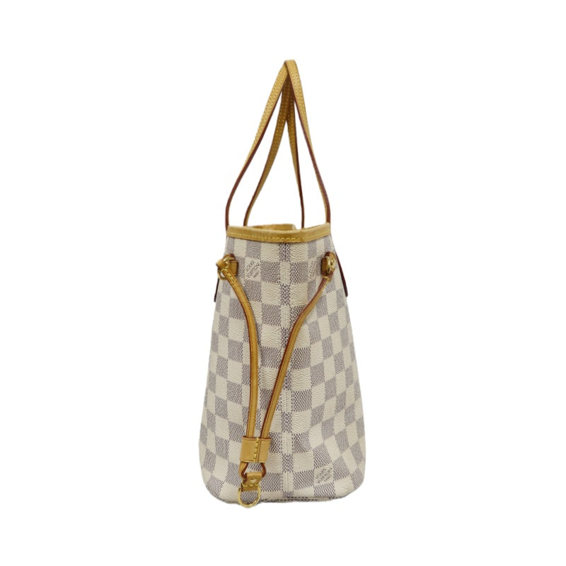 LOUIS VUITTON Damier Azur White Neverfull PM Tote Shoulder Bag