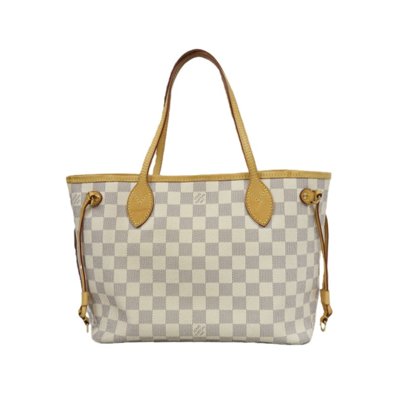 LOUIS VUITTON Damier Azur White Neverfull PM Tote Shoulder Bag