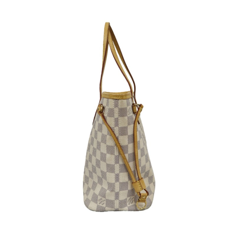LOUIS VUITTON Damier Azur White Neverfull PM Tote Shoulder Bag