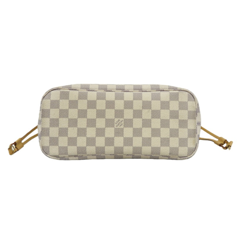 LOUIS VUITTON Damier Azur White Neverfull PM Tote Shoulder Bag