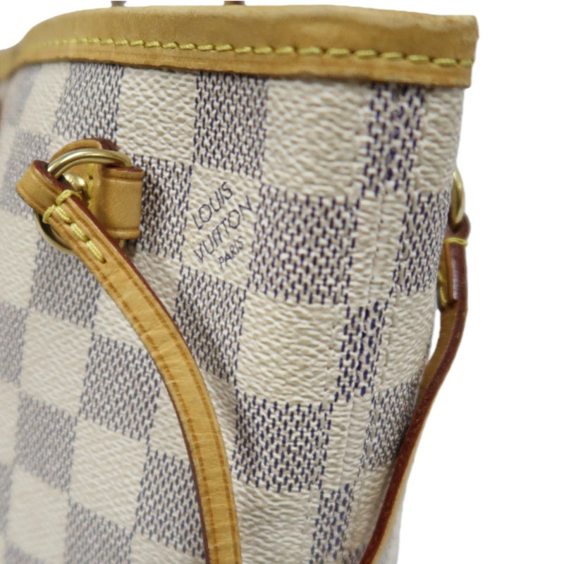 LOUIS VUITTON Damier Azur White Neverfull PM Tote Shoulder Bag