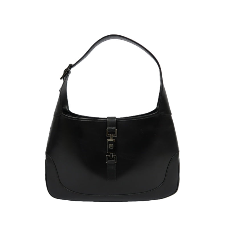 GUCCI Jackie Shoulder Bag, Black Leather with Silver Hardware