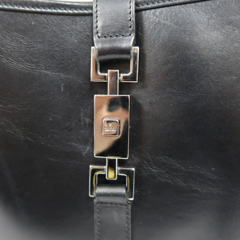 GUCCI Jackie Shoulder Bag, Black Leather with Silver Hardware