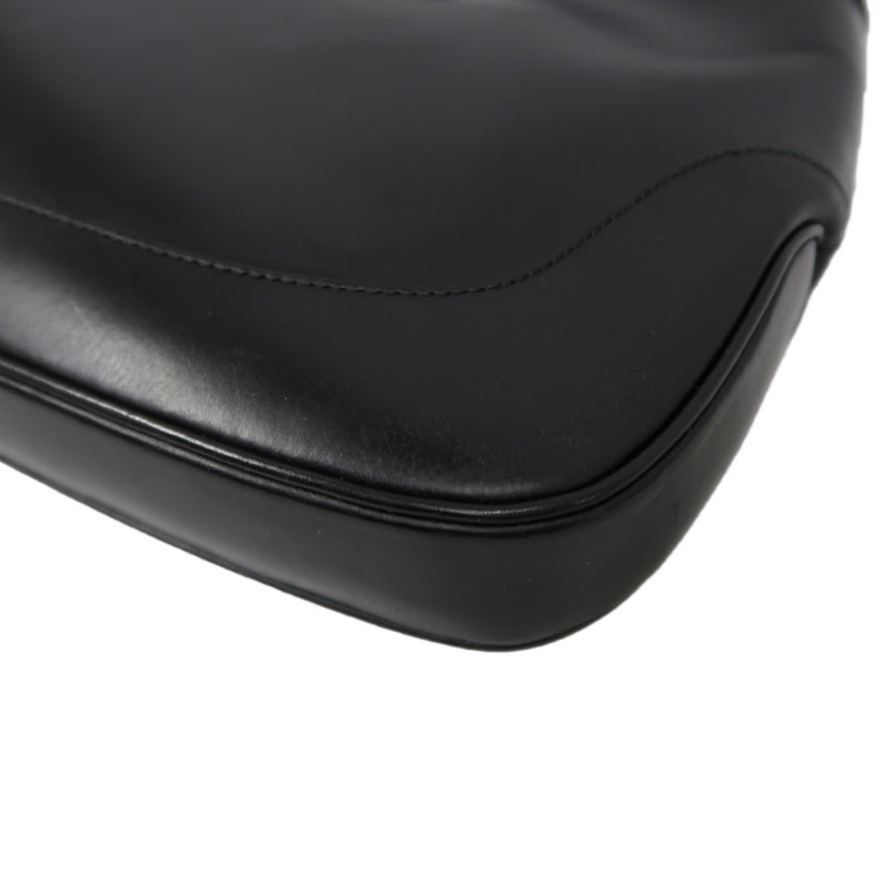 GUCCI Jackie Shoulder Bag, Black Leather with Silver Hardware