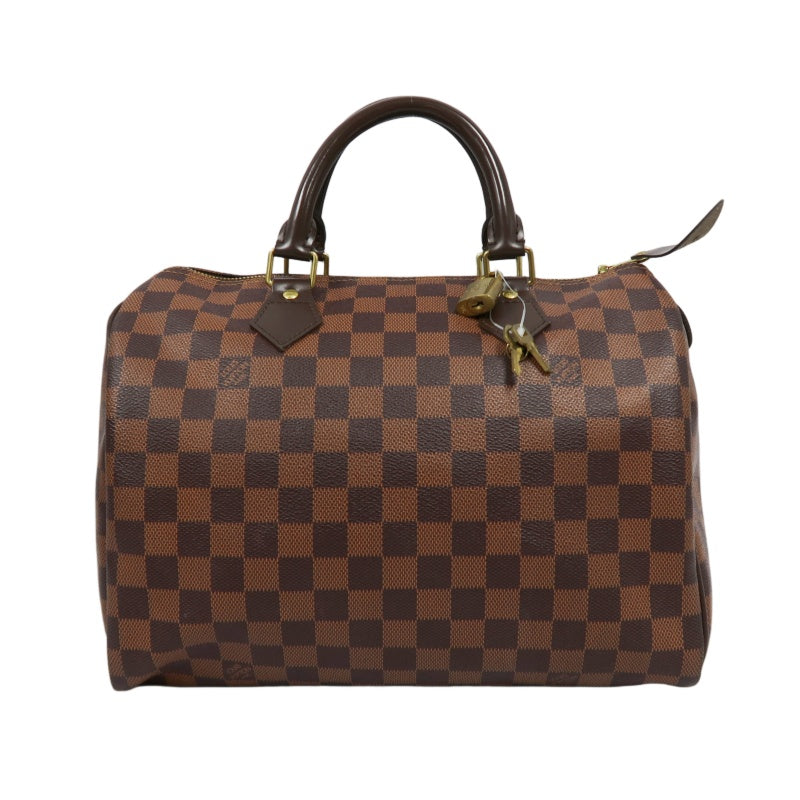 LOUIS VUITTON Speedy 30 Damier Ebene Handbag With Padlock & Two Keys LV Damier Speedy 30 Handbag