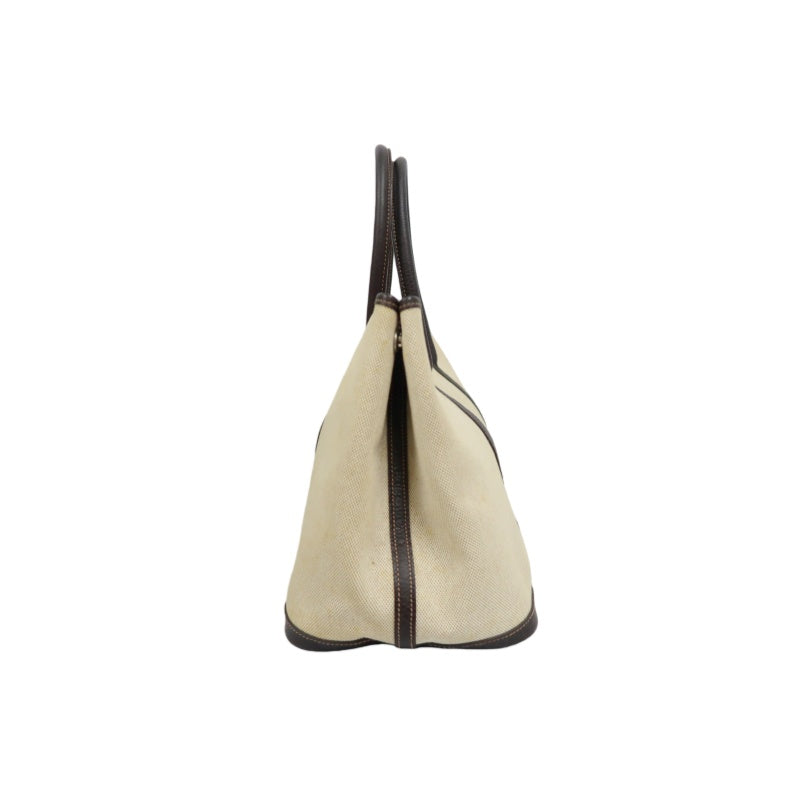 HERMES Garden Party PM Tote Bag, Beige, Canvas