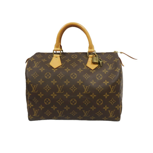 LOUIS VUITTON Speedy 30, Monogram Canvas, Brown Handbag, with Padlock & 2 Keys