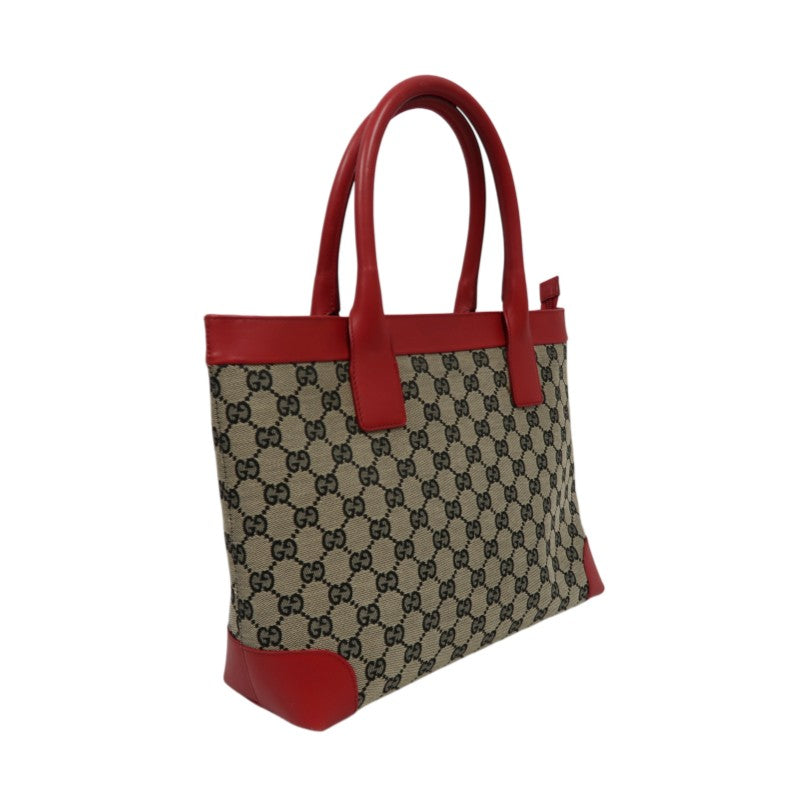GUCCI GG Canvas Tote Handbag, Brown/Red