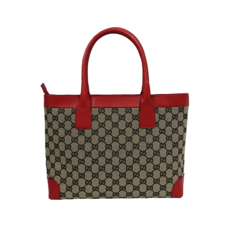GUCCI GG Canvas Tote Handbag, Brown/Red