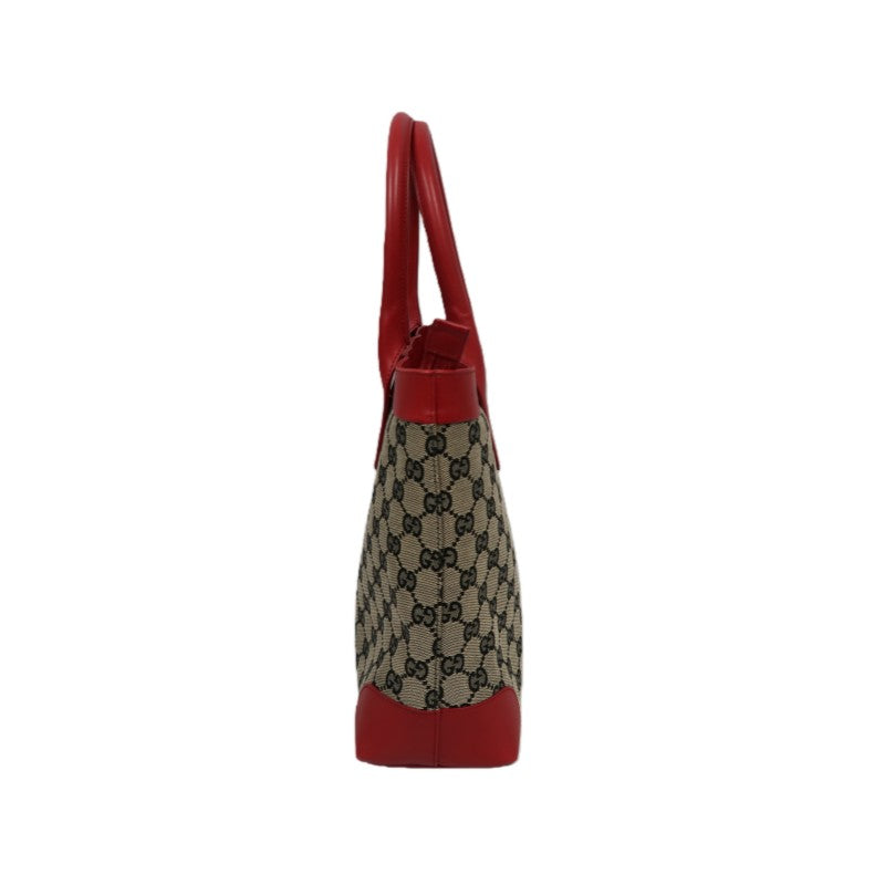 GUCCI GG Canvas Tote Handbag, Brown/Red