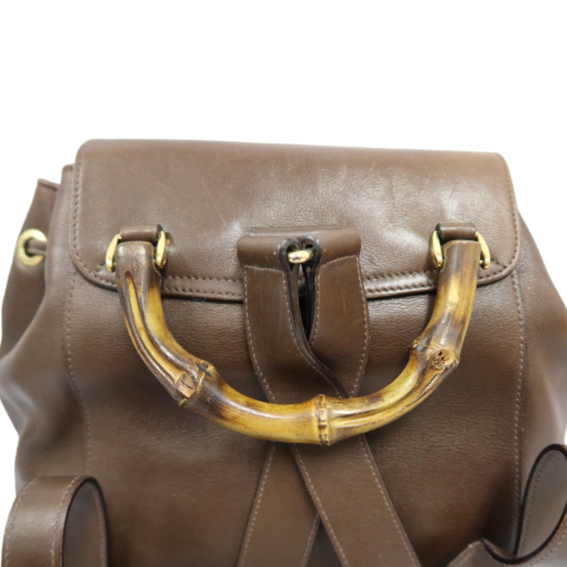 Gucci Bamboo Backpack Leather Brown Gold Hardware