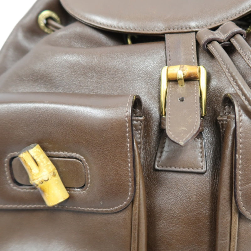 Gucci Bamboo Backpack Leather Brown Gold Hardware