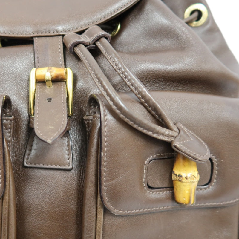 Gucci Bamboo Backpack Leather Brown Gold Hardware