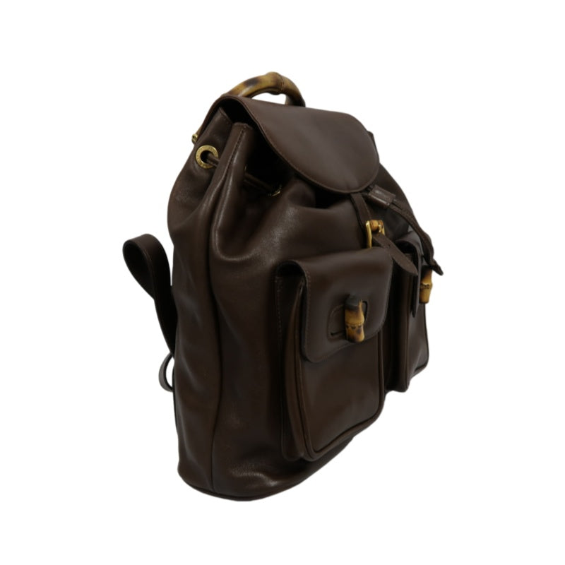 Gucci Bamboo Backpack Leather Brown Gold Hardware
