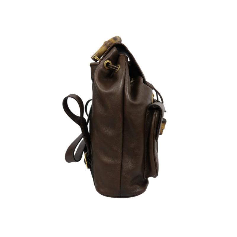 Gucci Bamboo Backpack Leather Brown Gold Hardware