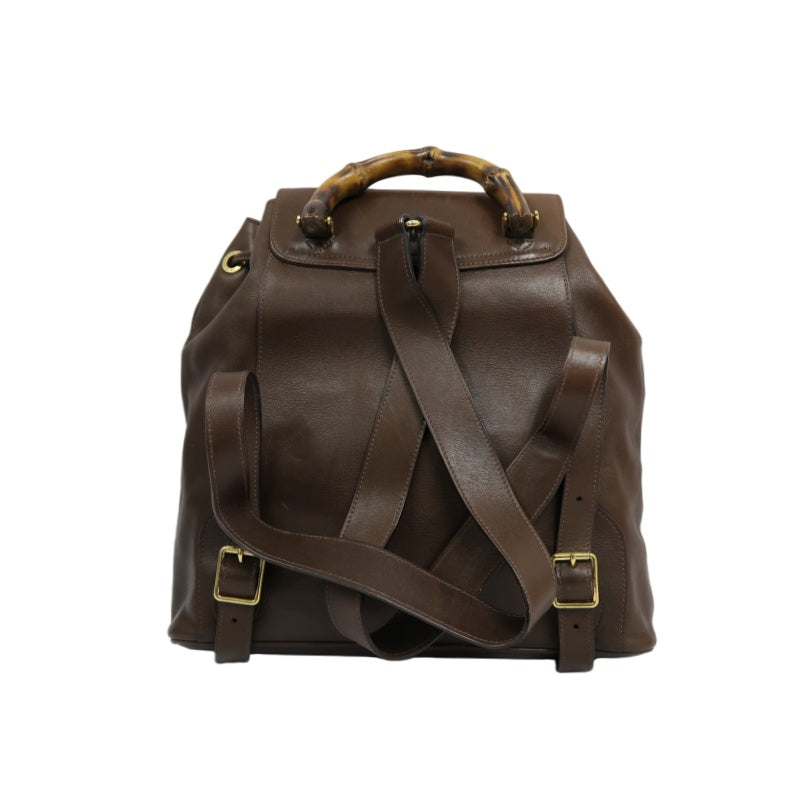 Gucci Bamboo Backpack Leather Brown Gold Hardware